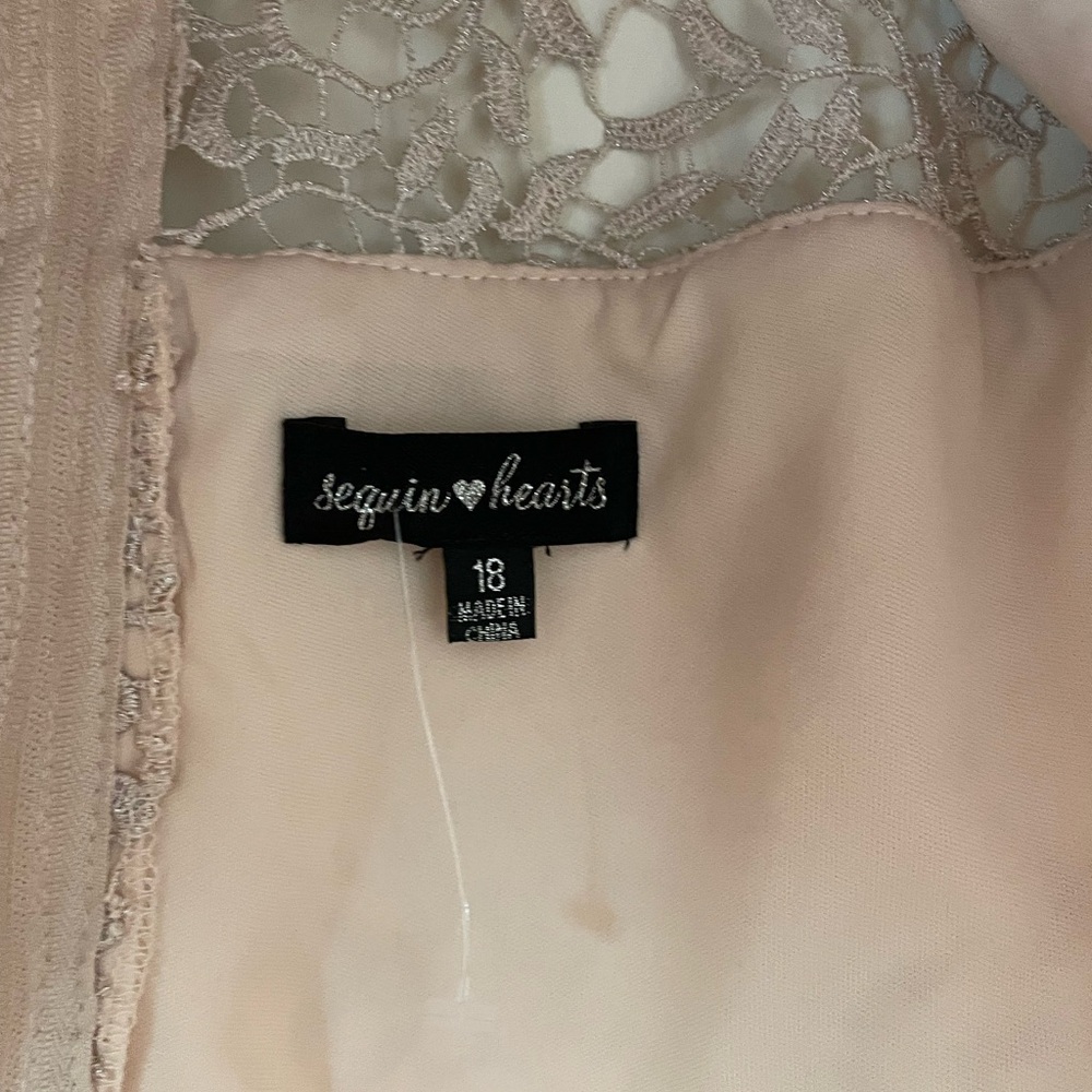 NWT Sequin Hearts Blush Beaded & Lace 2 Piece Formal HOCO Prom Dress  Size 18 - Picture 7 of 9